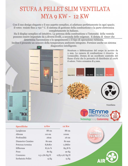 Mya Slim 12 kW – La Stufa a Pellet Compatta, Potente e Intelligente