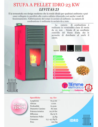 Levitas 16 + 7 kW – La Stufa a Pellet Idro Elegante, Potente e Intelligente