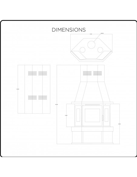 Camino Stufa Caterina  16 kW, Vetro su 3 Lati