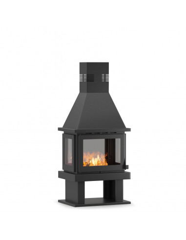 Camino Stufa Verticale a Legna con Forno – 14 kW, Vetro su 4 Lati Modello Amira