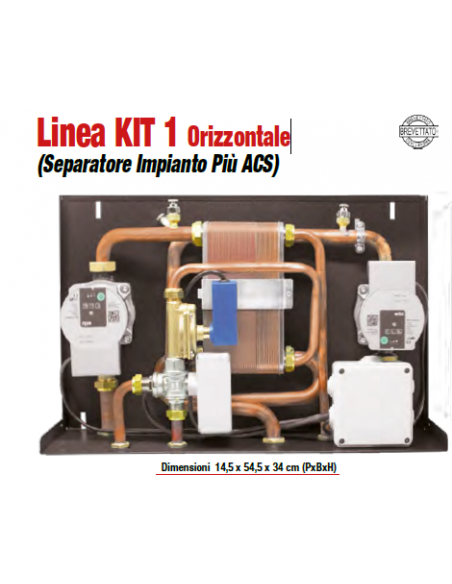 Linea kit 1 orizzontale Separatore impianto più acqua sanitaria 40 kw - 20 kw