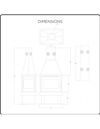 Camino Stufa Verticale a Legna con Forno – 14 kW, Vetro su 4 Lati Modello Amira