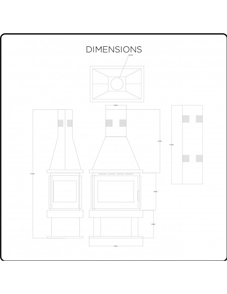 Camino Stufa Verticale a Legna con Forno – 14 kW, Vetro su 4 Lati Modello Amira