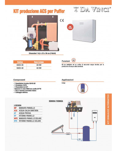 Linea produzione acqua sanitaria per puffer 30 kw