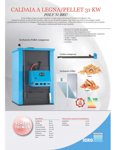 Caldaia Policombustibile Legna/Pellet – 31 kW