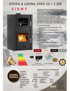 Termostufa a Legna con Forno Modello SIRMY 20 + 5 kW 2