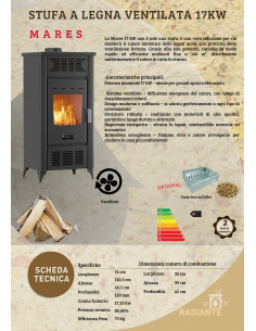 Stufa a Legna Ventilata Mares 17 kW 2