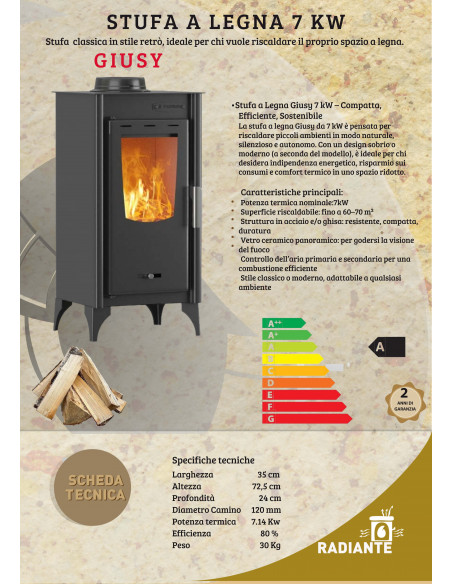 Stufa a legna classica Giusy 7 kw