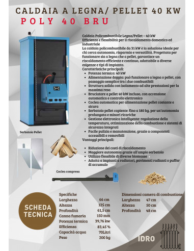 Caldaia Policombustibile Legna/Pellet – 40 kW
