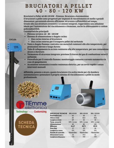 Bruciatore a Pellet 40 kW – Compatto, Efficiente, Affidabile