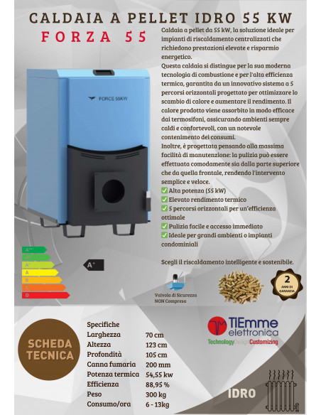Caldaia a Pellet Forza 55 kW – Potenza, Efficienza e Praticità  Caldaia a pellet da 55 kW