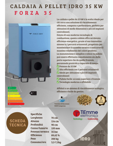Caldaia a Pellet 35 kW Modello Forza 35 – Efficienza Termica e Facilità di Utilizzo