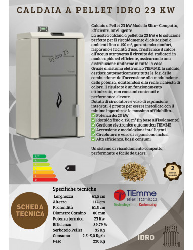Caldaia a Pellet 23 kW Modello Slim– Compatta, Efficiente, Intelligente