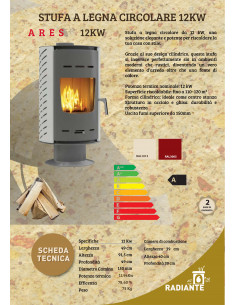 Stufa a legna circolare da 12 kW modello Ares 2