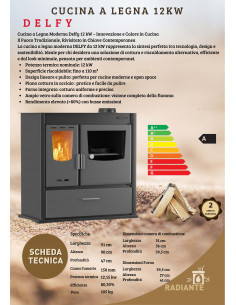 Cucina a Legna Moderna Delfy 12 kW 2