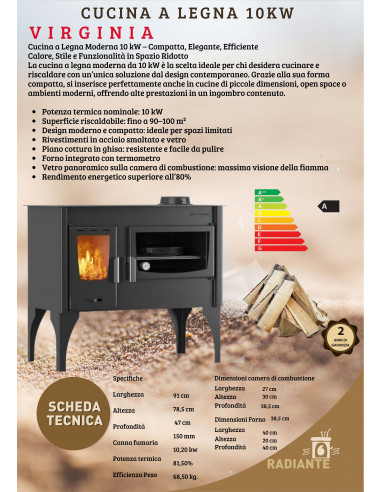 Cucina a Legna Moderna Virginia 10 kW