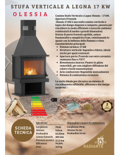 Camino Stufa Verticale a Legna Olessia – 17 kW 2
