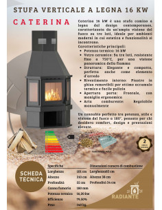Camino Stufa Caterina  16 kW, Vetro su 3 Lati 2