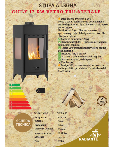 Stufa a Legna Classica Giuly 12 kW