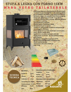 Stufa a legna con forno Mara 15 kw 2