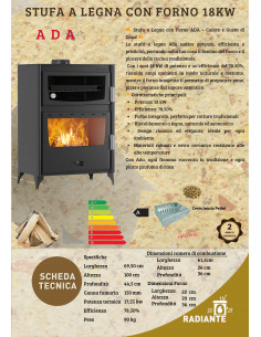 Stufa a Legna Ada con forno  18 kW 2