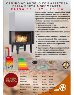 Camino Inserto Ventilato a Legna 16 kW – Porta angolare modello Elisa 2
